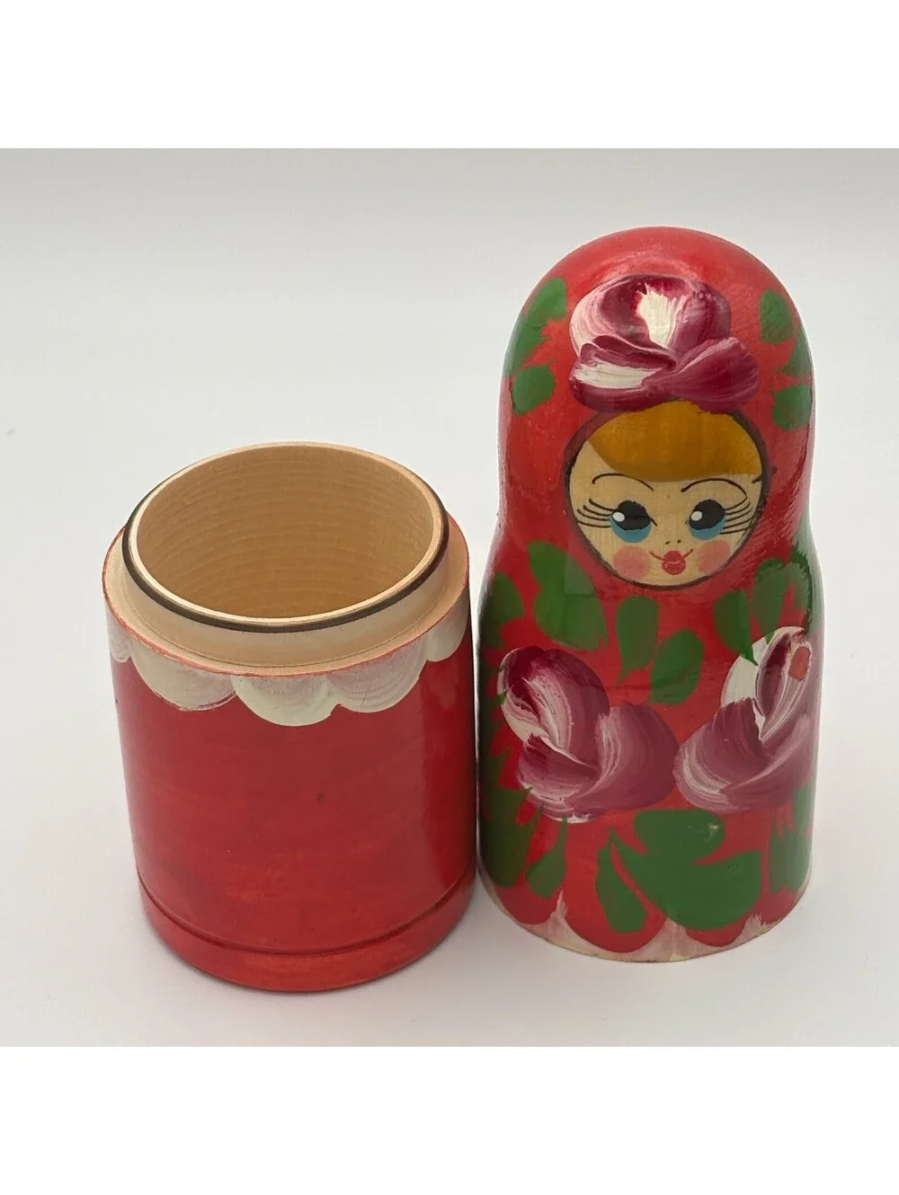 Vintage Hand-Painted Russian Matryoshka Nesting Dolls Set of 2